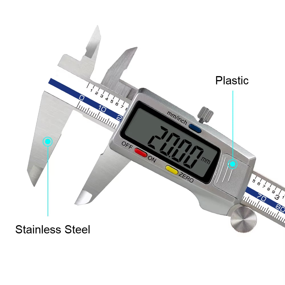 6 Inch 150Mm Digital Vernier Caliper Stainless Steel Micrometer Measuring Tool Depth Ruler Messschieber Paquimetro