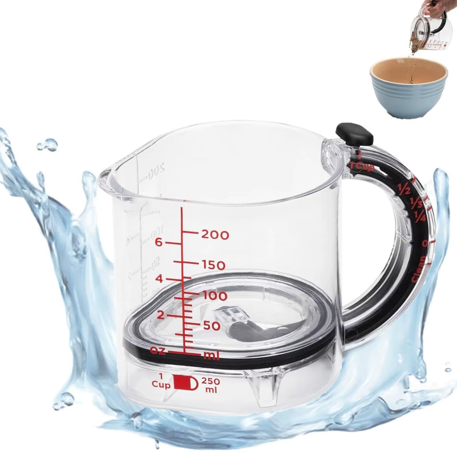 Adjustable Measuring Cup Multi-Functional Measuring Cup with Scraper-Style Seal Base Measurings Cube Cups for Cooking Kitchen