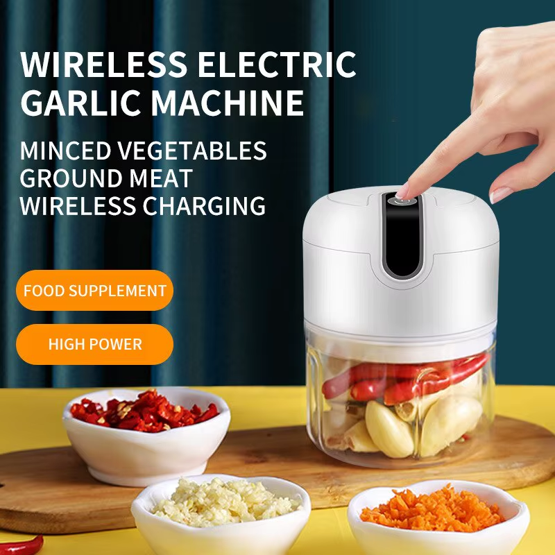Portable Electric Garlic Masher and Multi-Function Meat Grinder with USB Charging - Mini Vegetable Chopper