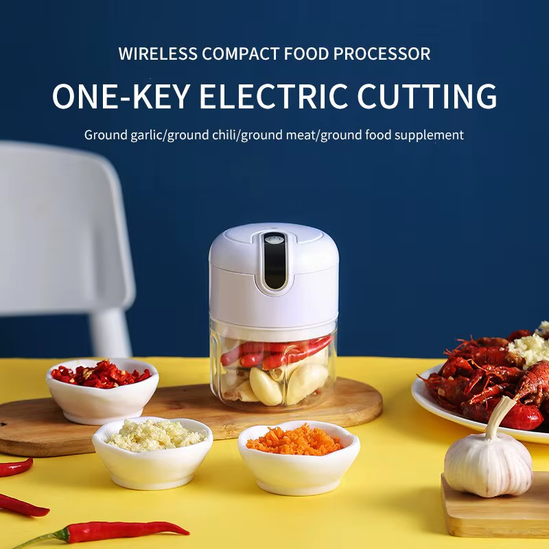 Portable Electric Garlic Masher and Multi-Function Meat Grinder with USB Charging - Mini Vegetable Chopper