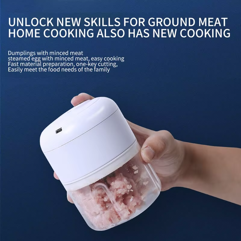 Portable Electric Garlic Masher and Multi-Function Meat Grinder with USB Charging - Mini Vegetable Chopper