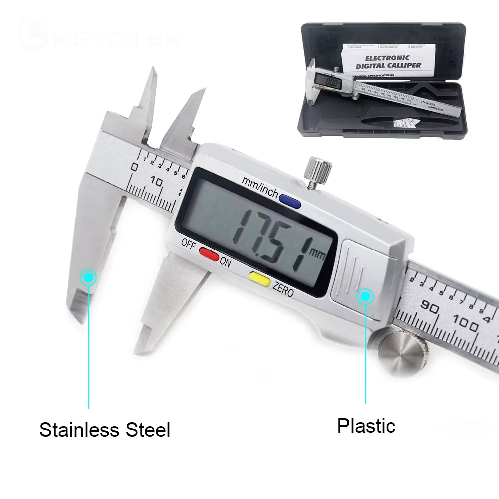 6 Inch 150Mm Digital Vernier Caliper Stainless Steel Micrometer Measuring Tool Depth Ruler Messschieber Paquimetro