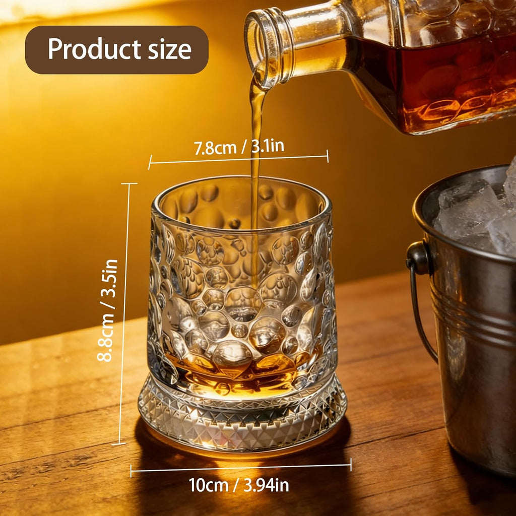 Rotating Whiskey Glass, 360 Degree Spinning Crystal Tumbler for Stress Relief, Heavy Base Kinetic Old Fashioned Glass for Scotch Bourbon, Unique Gift for Men Dad Husband on Birthday