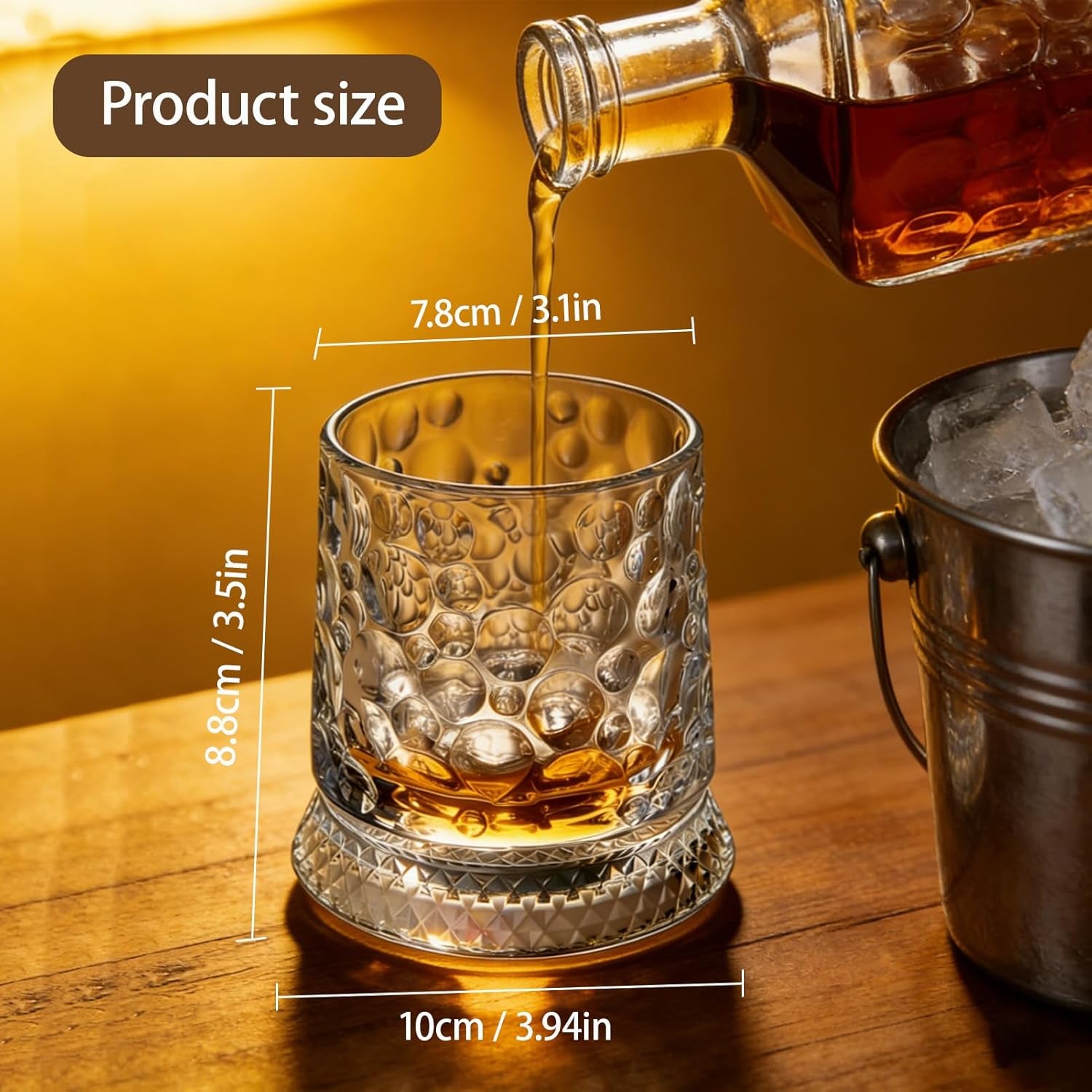 Rotating Whiskey Glass, 360 Degree Spinning Crystal Tumbler for Stress Relief, Heavy Base Kinetic Old Fashioned Glass for Scotch Bourbon, Unique Gift for Men Dad Husband on Birthday